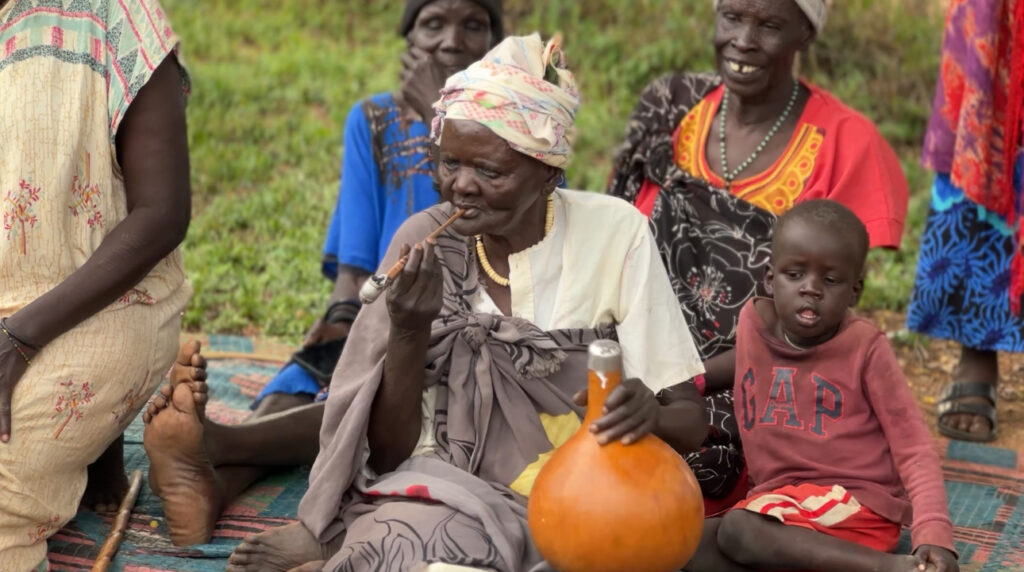 an old woman Smoking